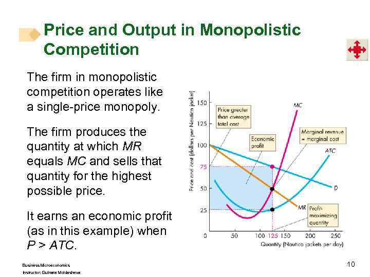 Price and Output in Monopolistic Competition The firm in monopolistic competition operates like a
