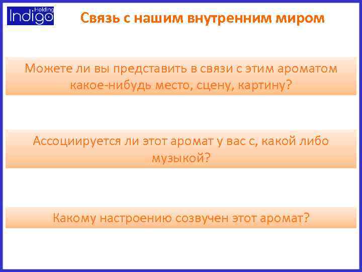 Связь с нашим внутренним миром Можете ли вы представить в связи с этим ароматом