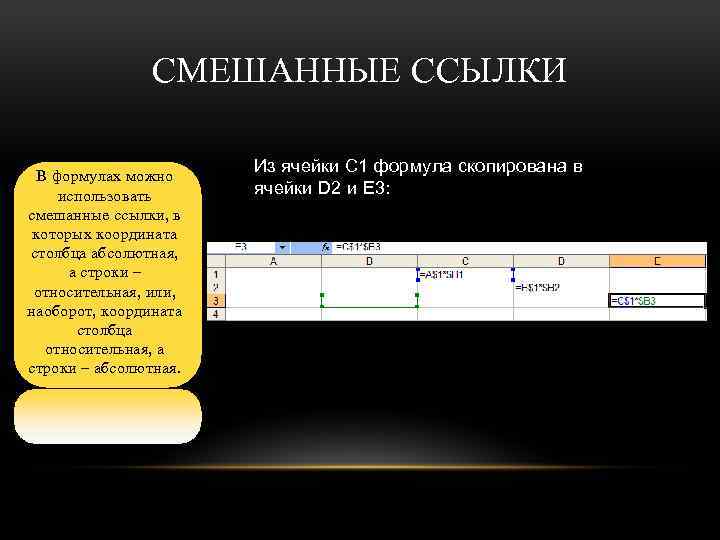 Абсолютные ссылки в формулах используются для. Абсолютные и смешанные ссылки. Абсолютные относительные и смешанные ссылки в excel. Относительный столбец абсолютная строка. Относительные ссылки в excel.