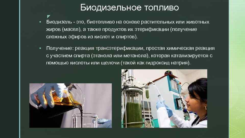 Биодизельное топливо z § Биодизель - это, биотопливо на основе растительных или животных жиров