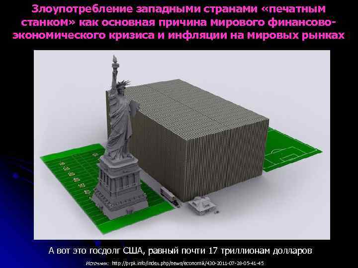 Злоупотребление западными странами «печатным станком» как основная причина мирового финансовоэкономического кризиса и инфляции на
