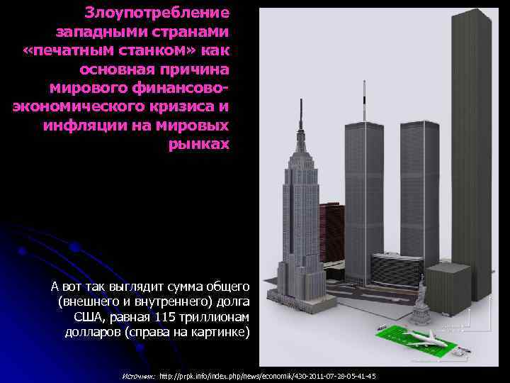 Злоупотребление западными странами «печатным станком» как основная причина мирового финансовоэкономического кризиса и инфляции на
