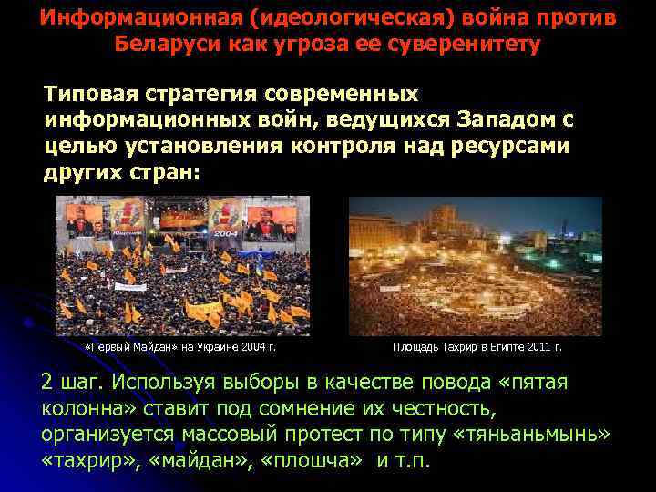 Информационная (идеологическая) война против Беларуси как угроза ее суверенитету Типовая стратегия современных информационных войн,