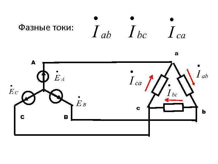 Фазные токи: a A c C B b 