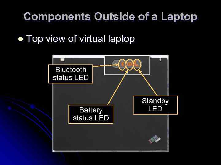 Components Outside of a Laptop l Top view of virtual laptop Bluetooth status LED
