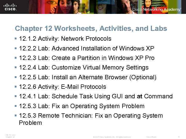 Chapter 12 Worksheets, Activities, and Labs § 12. 1. 2 Activity: Network Protocols §