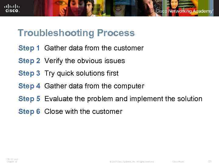 Troubleshooting Process Step 1 Gather data from the customer Step 2 Verify the obvious