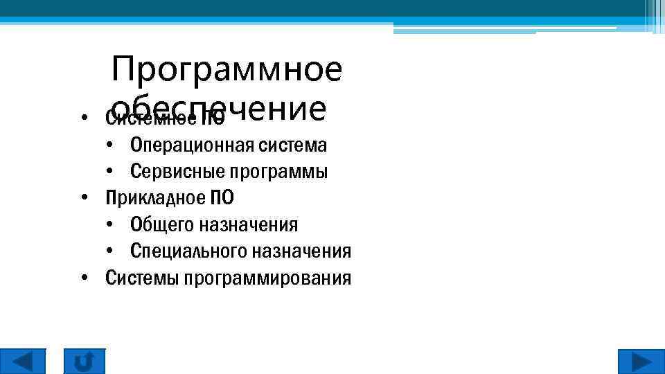  • Программное обеспечение Системное ПО • Операционная система • Сервисные программы • Прикладное