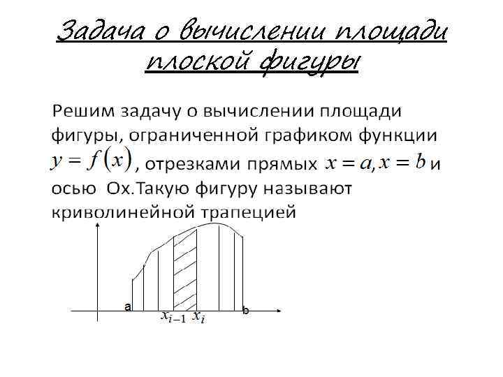 Задача о вычислении площади плоской фигуры 