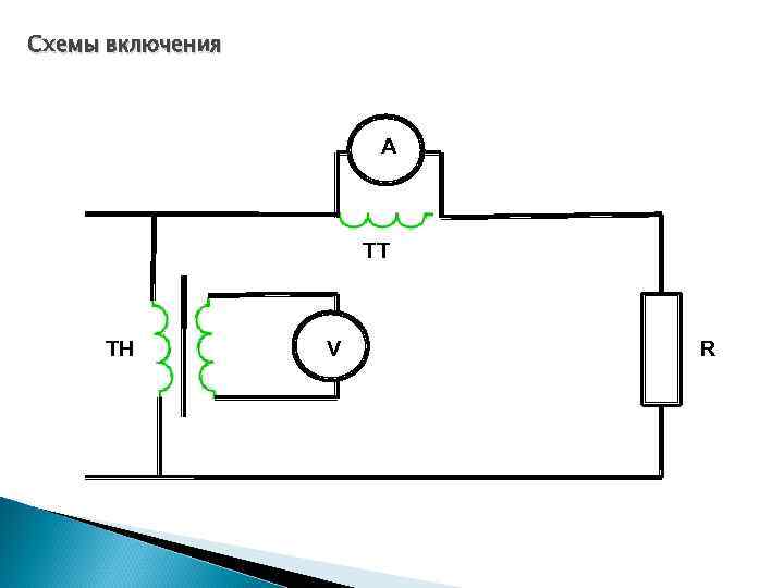 Схемы включения A ТТ ТН V R 