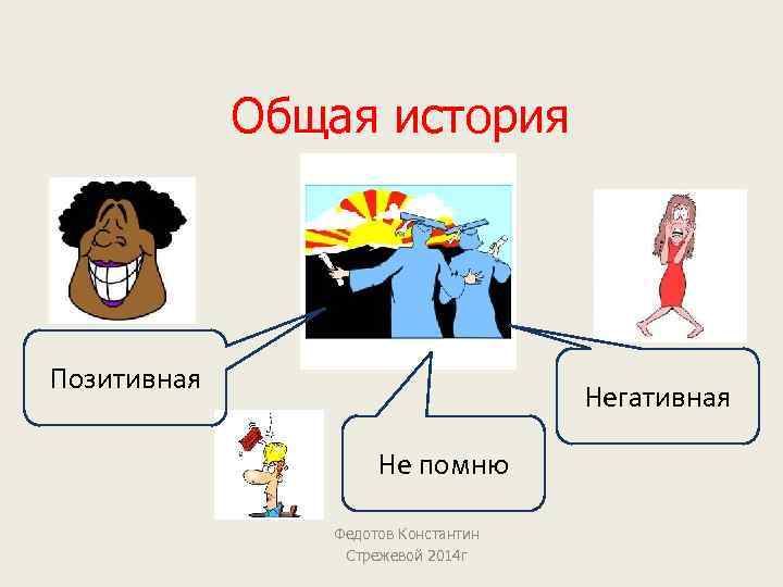 Общая история Позитивная Негативная Не помню Федотов Константин Стрежевой 2014 г 