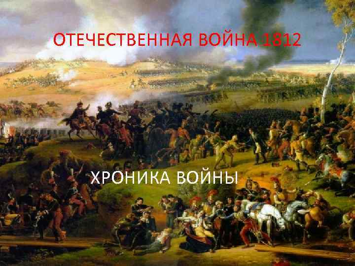 ОТЕЧЕСТВЕННАЯ ВОЙНА 1812 ХРОНИКА ВОЙНЫ 