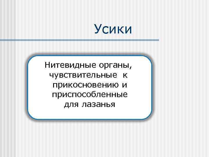 Усики Нитевидные органы, чувствительные к прикосновению и приспособленные для лазанья 