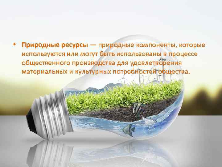  • Природные ресурсы — природные компоненты, которые используются или могут быть использованы в