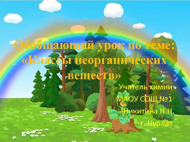 Обобщающий урок по теме: «Классы неорганических веществ» Учитель химии МАОУ СОШ № 1 Никитина