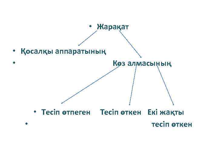  • Жарақат • Қосалқы аппаратының • Көз алмасының • Тесіп өтпеген • Тесіп