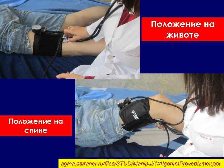 Положение на животе Положение на спине agma. astranet. ru/files/STUD/Manipul/1/Algoritm. Proved. Izmer. ppt 