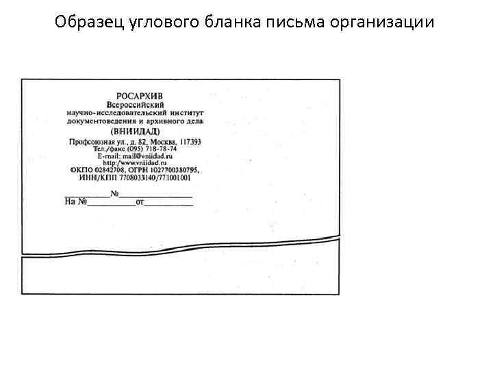 Образец углового бланка письма организации 