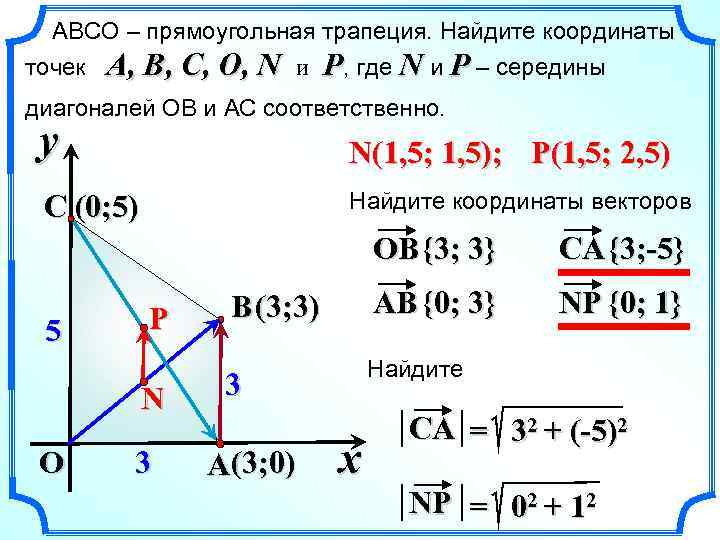 ABCО – прямоугольная трапеция. Найдите координаты точек A , B , C , O,