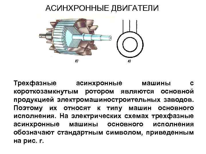 АСИНХРОННЫЕ ДВИГАТЕЛИ Трехфазные асинхронные машины с короткозамкнутым ротором являются основной продукцией электромашиностроительных заводов. Поэтому