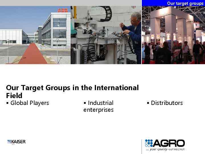 Our target groups Our Target Groups in the International Field § Global Players §