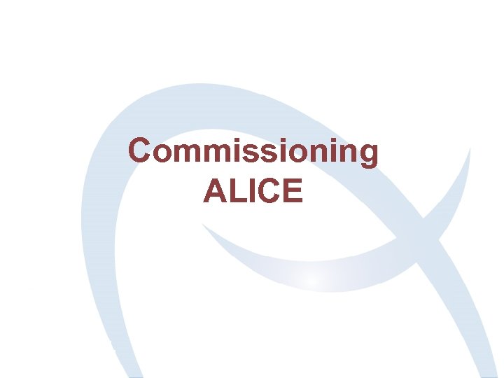 Commissioning ALICE 