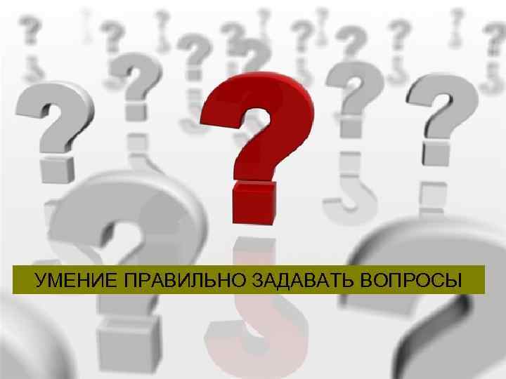 УМЕНИЕ ПРАВИЛЬНО ЗАДАВАТЬ ВОПРОСЫ 