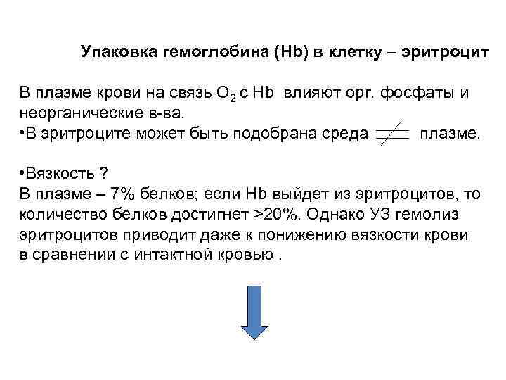  Упаковка гемоглобина (Hb) в клетку – эритроцит В плазме крови на связь О