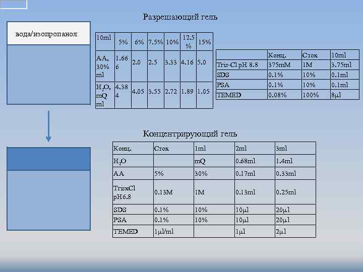 Разрешающий гель вода/изопропанол 10 ml 5% 6% 7. 5% 10% AA, 1. 66 2.