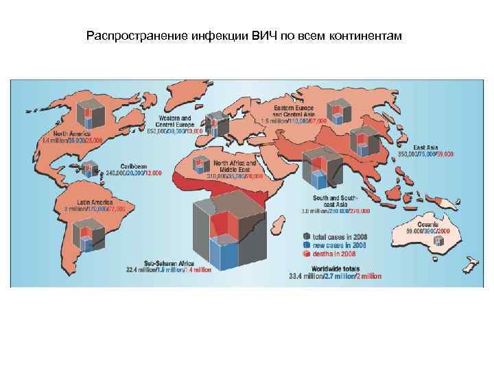 Распространение инфекции ВИЧ по всем континентам 