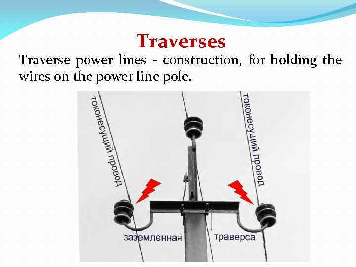 Traverses Traverse power lines - construction, for holding the wires on the power line