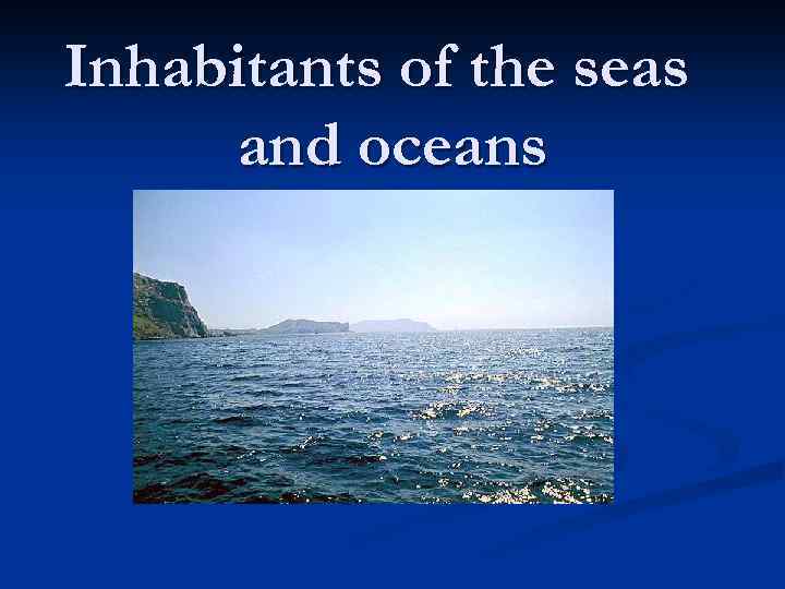 Inhabitants of the seas and oceans 