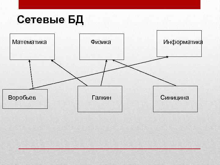 Сетевые БД Математика Физика Информатика Воробьев Галкин Синицина 