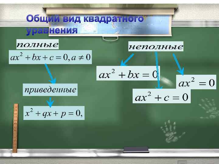 Общий вид квадратного уравнения 