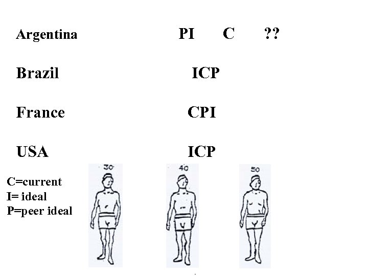 Argentina PI Brazil ICP France CPI USA ICP C=current I= ideal P=peer ideal C