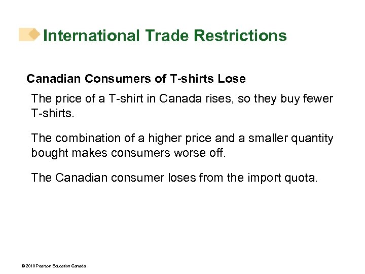 International Trade Restrictions Canadian Consumers of T-shirts Lose The price of a T-shirt in
