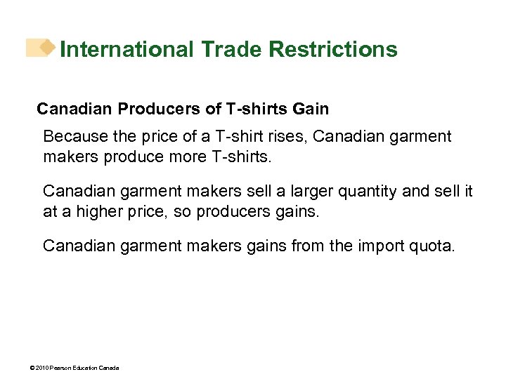 International Trade Restrictions Canadian Producers of T-shirts Gain Because the price of a T-shirt