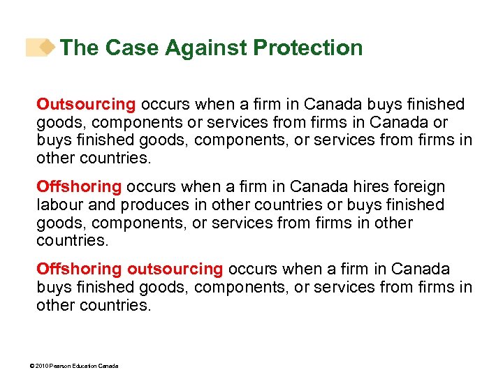 The Case Against Protection Outsourcing occurs when a firm in Canada buys finished goods,