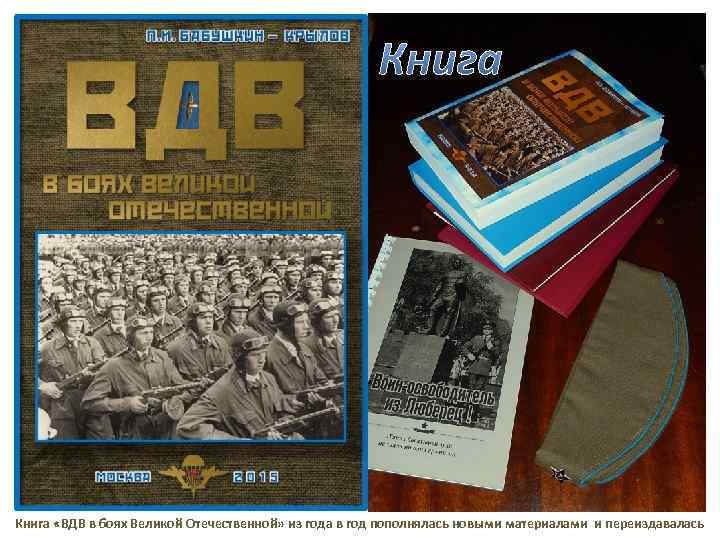  Книга «ВДВ в боях Великой Отечественной» из года в год пополнялась новыми материалами