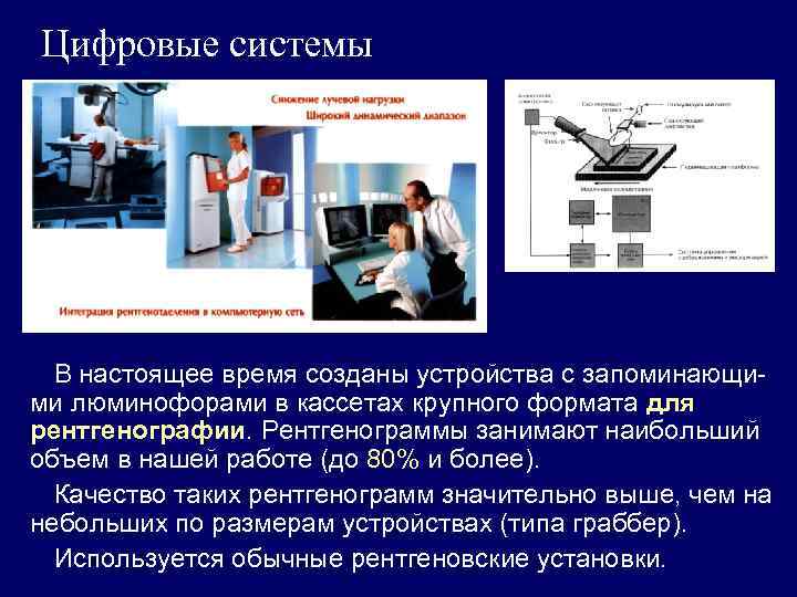 Цифровые системы В настоящее время созданы устройства с запоминающими люминофорами в кассетах крупного формата