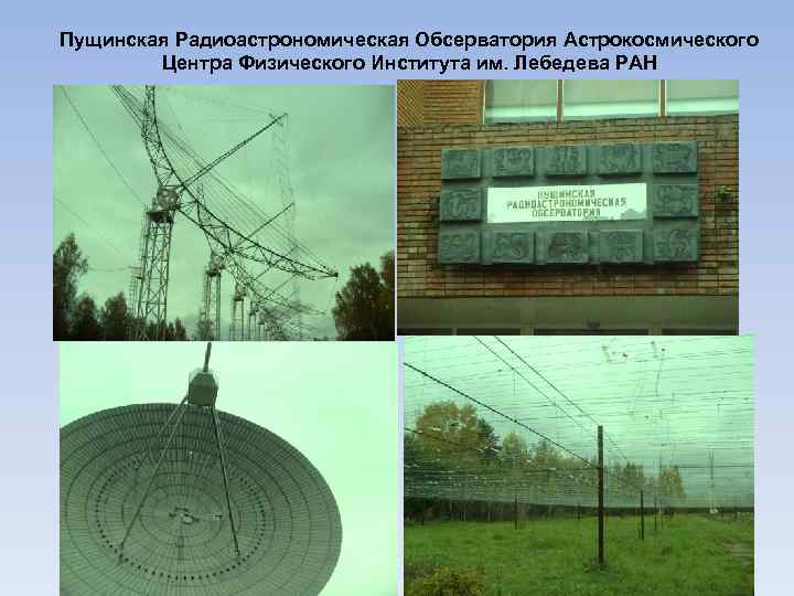 Пущинская Радиоастрономическая Обсерватория Астрокосмического Центра Физического Института им. Лебедева РАН 