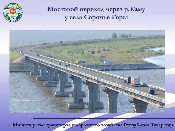 Мостовой переход через р. Каму у села Сорочье Горы 16 Министерство транспорта и дорожного