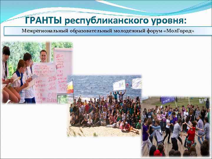 ГРАНТЫ республиканского уровня: Межрегиональный образовательный молодежный форум «Мол. Город» 