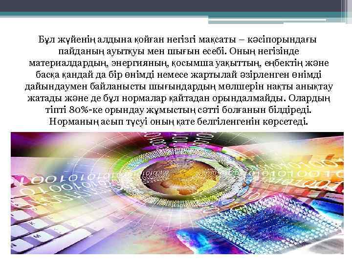 Бұл жүйенің алдына қойған негізгі мақсаты – кәсіпорындағы пайданың ауытқуы мен шығын есебі. Оның