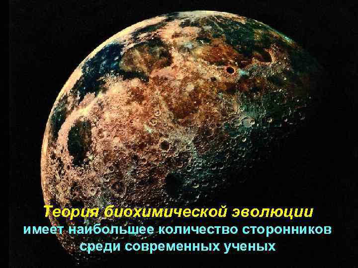 Теория биохимической эволюции имеет наибольшее количество сторонников среди современных ученых 