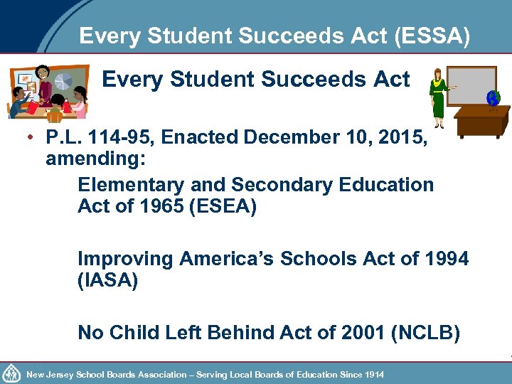 Every Student Succeeds Act (ESSA) Every Student Succeeds Act • P. L. 114 -95,