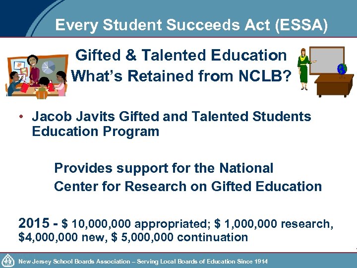 Every Student Succeeds Act (ESSA) Gifted & Talented Education What’s Retained from NCLB? •