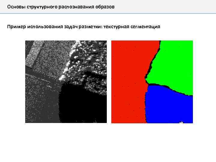 Основы структурного распознавания образов Пример использования задач разметки: текстурная сегментация 