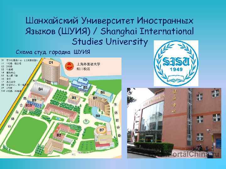 Шанхайский Университет Иностранных Языков (ШУИЯ) / Shanghai International Studies University Схема студ. городка ШУИЯ