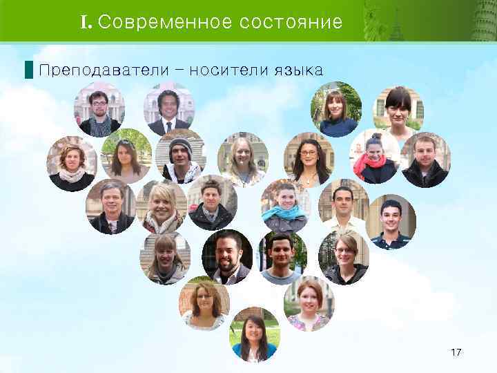 I. Современное состояние Преподаватели – носители языка 17 